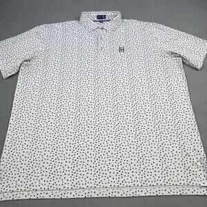 Stitch Golf Polo Shirt Mens 2XL White Micro Print Golf Stretch Performance